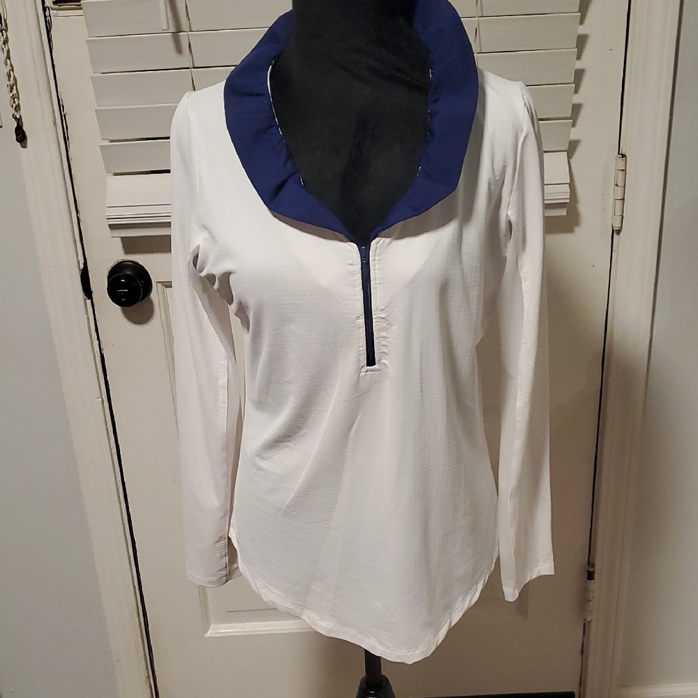 G Lifestyle By Gottex Women's White and Blue Top